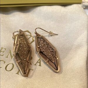 Kendra Scott Bex Drop Earrings Rose Gold Drusy GUC Great Price